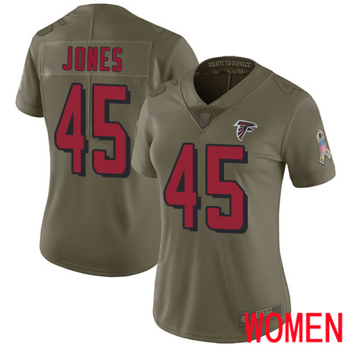 Atlanta Falcons Limited Olive Women Deion Jones Jersey NFL Football #45 2017 Salute to Service->women nfl jersey->Women Jersey